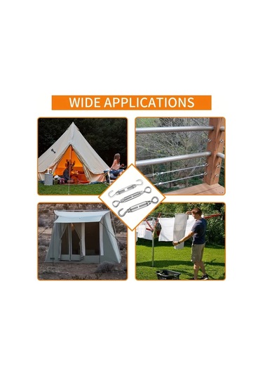 Willowhaven 9 Parça M4 Halat Gergi Seti Kanca Göz Bağlantılı 304 Paslanmaz Çelik Diğer