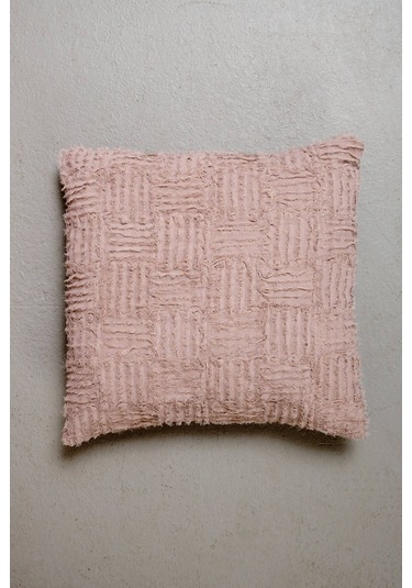 Peraluna Foam Pıllow Şifon Şerit Triko Yastık Kılıfı 45x45 Cm Pudra - Pudra