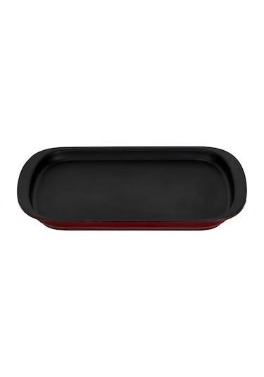 Lava Döküm Dikdörtgen Servis Tabağı Ölçü 32x20cm.-bordo Bordo