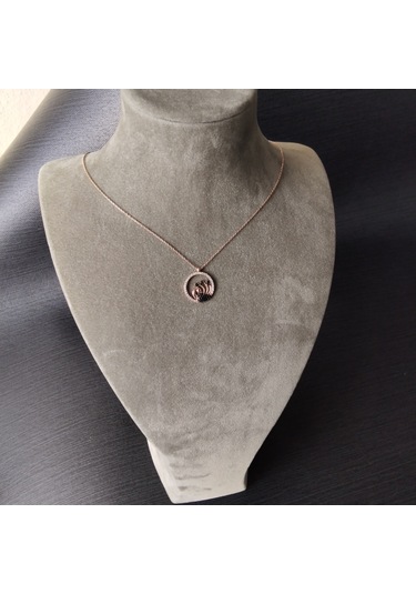 925 Ayar Gümüş Kadın Kolye- Rose Renk - Şık Tasarım - Model 2 Gümüş