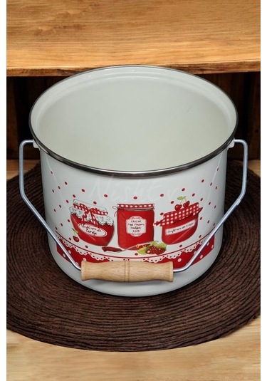 Nishev Zarif İtalyan Reçel Emaye Yoğurt, Tahıl, Bakliyat Tencere Seti Emaye Bakraç