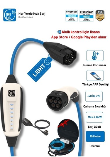 Çantalı Başlangıç Set 16a Light 11kw 10 Metre Ac Mobil Elektrikli Araç Şarj Istasyonu Ev Prizli Wallbox 11 Kw