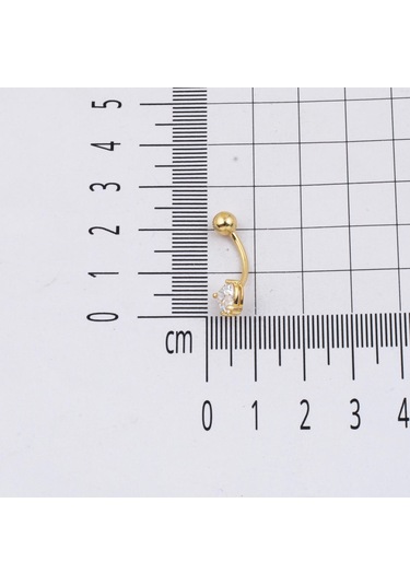 Kalp Tektaşlı Altın Göbek Piercing 14 Ayar Sarı