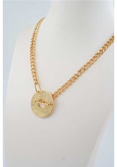 Kadın Özel Tasarım Prenses Zincirli Yuvarlak Figürlü Kolye - ALTIN