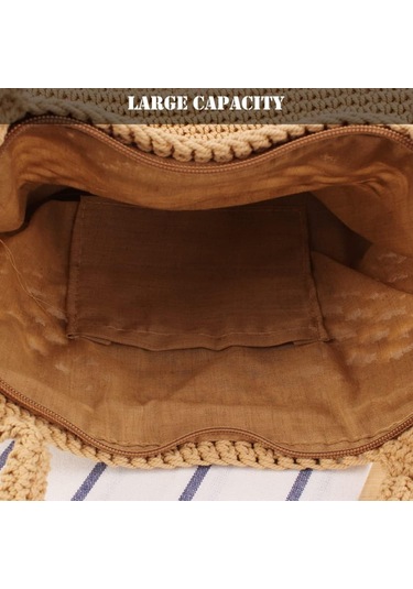 Tenfowee Örgü Pamuklu Hasır Çanta - Kadınlar İçin Yaz Plaj Çantası, Şık Ve Zarif Tasarım Diğer Çok Renkli