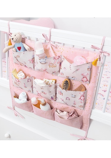 Baby 9 Cepli Bağlamalı Beşik Kenarı Düzenleyici Pembe