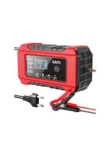 Araba Pil Şarj Cihazı 12v 6a Darbe Onarım Lcd Ekran Akıllı Hızlı Şarj Agm Derin Eu Plug