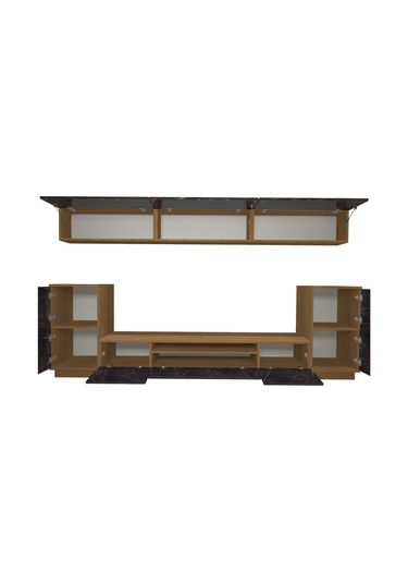 Decoraktiv Trendstyle 9s Slm Tv Ünitesi Tv Sehpası Ceviz - Siyah Mermer