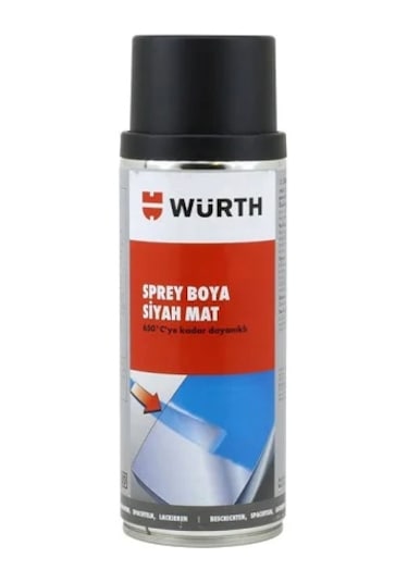 WÜRTH MAT SİYAH ISIYA DAYANIKLI EGZOZ SOBA SPREY BOYA 650 C