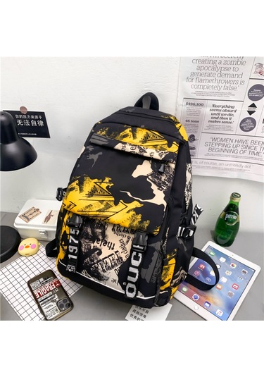 Moveevo Öğrenci İçin Geniş Kapasiteli Nilon Sırt Çantası - Sarı Renk Ve Askı Eşliği Sarı