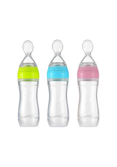 Xindoker Bebekler İçin 120ml Silikon Püre Şişesi - Kaşık Uçlu, Renk Seçenekli