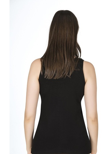 Kadın Pamuklu Ribana Esnek Biyeli Kalın Askılı Örme Atlet Siyah K0111-siyah