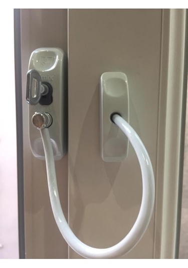 10 Adet Çelik Halatlı Pvc Kapı Pencere Emniyet Kilidi - Pencere Çocuk Emniyet Kilidi - Gri Renk 0.5