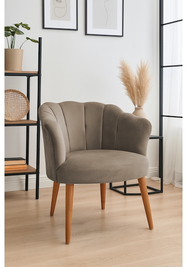 Papatya Berjer - Modern Tekli Koltuk - Babyface Kumaş - Vizon