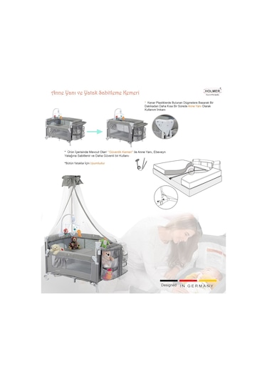 Holmer Coolstyle Premium Cibinlikli Dönenceli Anne Yanı Oyun Parkı Beşik 70x110 CM
