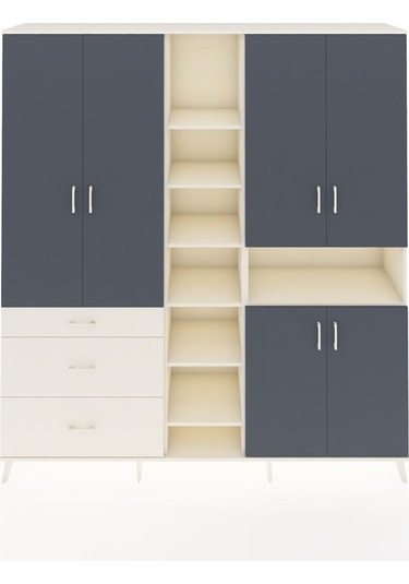 Hyperion Dolap 13 Raflı 3 Çekmeceli 6 Kapaklı 220x44x243 Aytaşı-antrasit/aytaşı Antrasıt/aytası