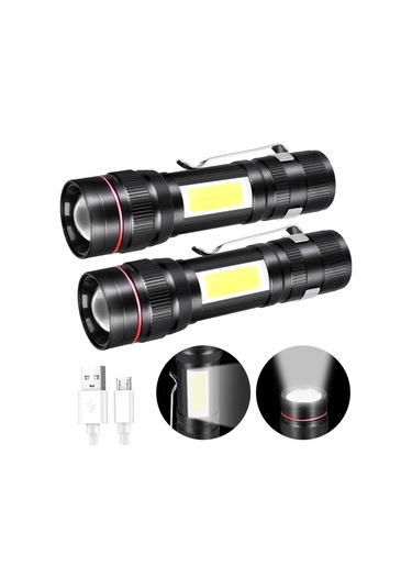 Şarj Edilebilir Led El Feneri, 800lm 3 Mod Ve Yakınlaştırılabilir El Feneri, Çocuklar İçin Taşınabilir Cob Taktik Lambası Hediye/kamp/yürüyüş/acil Durum/atölye 2 Adet Çok Renkli