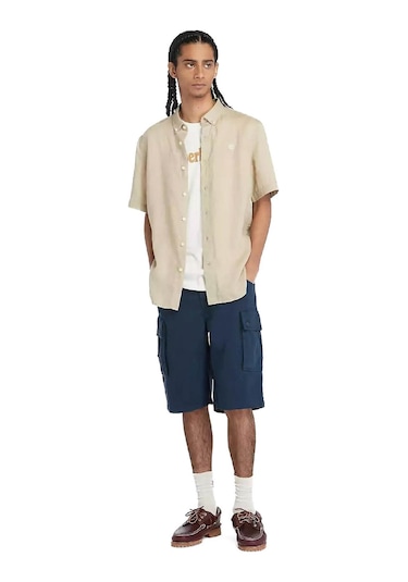 Timberland Tb0a5u1b Twill Cargo Lacivert Erkek Şort Beyaz
