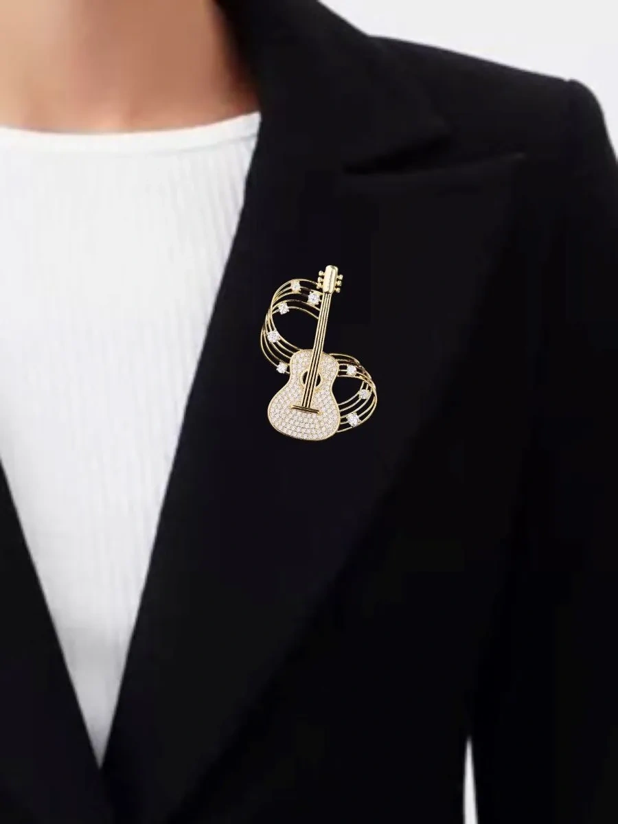 Fashion Jewelry Gitar Broş 309998461 Altın Rengi