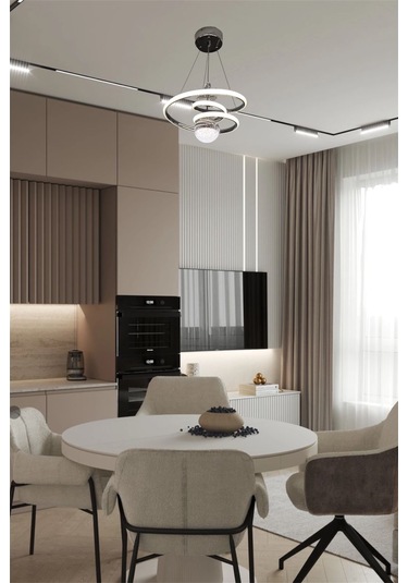 Krom Toplu Space 3 Renk Kumandalı Beyaz&sarı&günışığı Led Avize