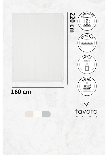 Defne Leke Tutmaz Masa Örtüsü 160x220 - Krem Krem
