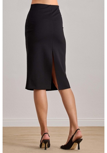 Midi Siyah Örme Etek Siyah