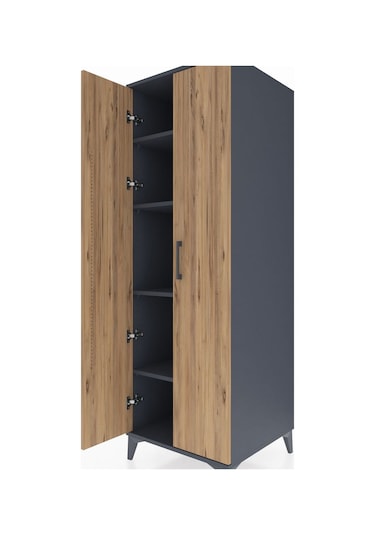 Kronos Dolap 4 Raflı 2 Kapaklı 60x59x182 Antrasit-çam Antrasit