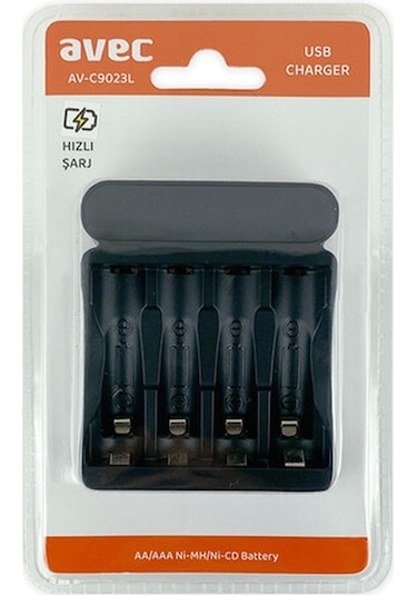 Avec Av 9323L Aa/Aaa 4 Lü Otomatik Hızlı Usb Şarj Cihazı