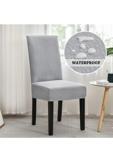 Açık Gri Streç Su Geçirmez Sandalye Yemek Odası İçin Kapakları Slipcover Kılıf Sandalye Otel Oturma Odası Mutfak Yemek Sandalyesi Kapak