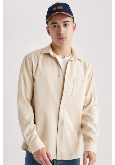 DeFacto Regular Fit Tensel Basic Düz Uzun Kollu Gömlek B3670AX24SPER235