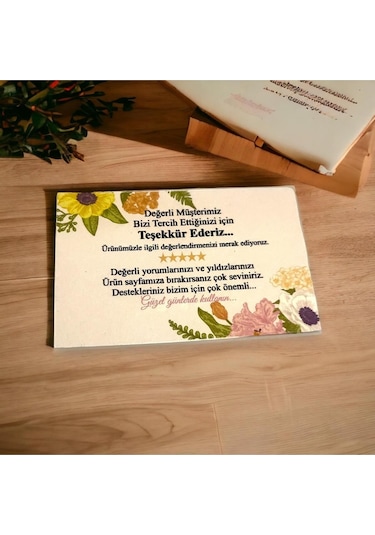 E-ticaret Teşekkür Kartı Çiçekli 5x8 Cm 100 Adet