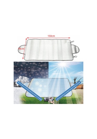 Araba Ön Cam Örtüsü Kış Buz Don Koruyucu Güneşlik Beyaz