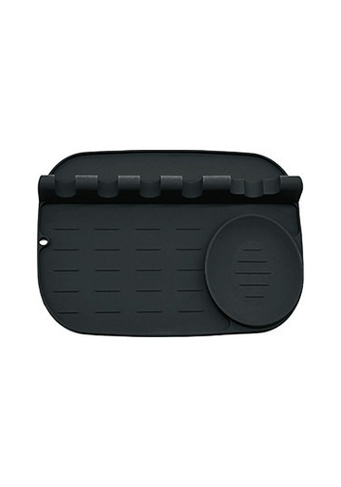 Mutfak İki Bir Arada Silikon Kaşık Matı Kirlenmeye Karşı Koruyucu Süzme Spatula Çorba Kaşığı Matı Mutfak Sofra Takımı Depolama Rafı Siyah Siyah