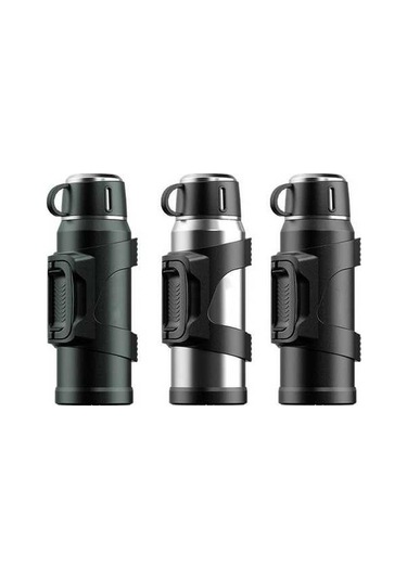 Dancemonkey Ve Termos Taşınabilir Siyah Paslanmaz Çelik Çay Çift Bölmeli 1500 Ml Siyah