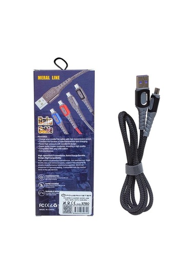 Powermaster Pm-3780 Örgülü 5 Amper Micro Usb Hızlı Şarj Data Kablosu