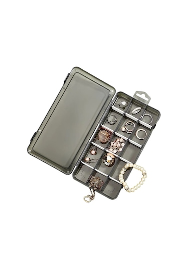 Bayev 6 Adet Füme 15 Bölmeli Ayarlanabilir Bölmeli Düzenleyici Takı Boncuk Yüzük Kutusu Organizer