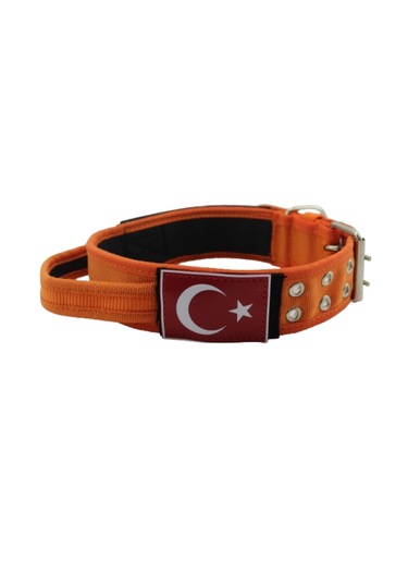 İsimli Bayraklı Elcikli Yumuşak Köpek Boyun Tasması Turuncu