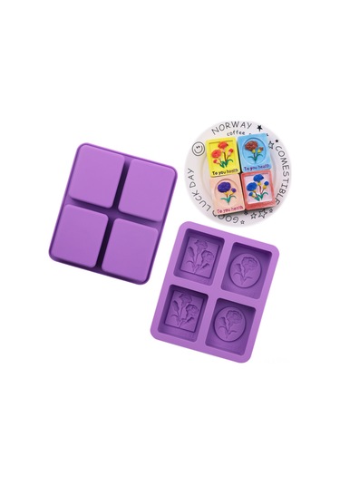 Springsun Kamuflaj Silikon Kalıp: 4'lü Karanfil Desenli, Sabun, Gypsum Ve Mumi İçin Eşnek, Isı Dayanıklı, Kolay Çıkarım Mor