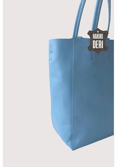 Hakiki Deri Kadın El Çantası Mavi Smr8751 Mavi