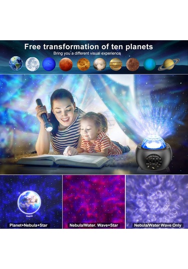 Reedark Led Güneş Sistemi Projeksiyonu, 10 Gezegenli Evren Atmosferi Işığı, Bluetooth Hoparlörlü Ve Uzaktan Kumandalı Uyku Modlu Yıldız Projektörü