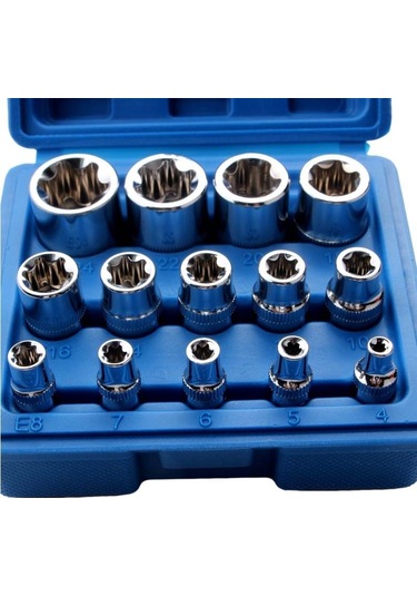 Cbtx 14 Adet/takım E-tipi 6 Köşeli Erik Çiçeği Soket Kombinasyonu Araba Tamir Takımı Aracı Kutu Rengi Rastgele Teslimat