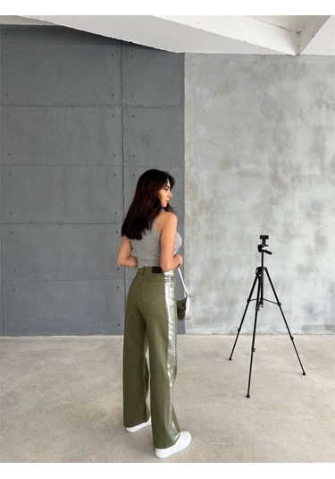 The İstanbul Gabardin Palazzo Pantolon - Haki Haki