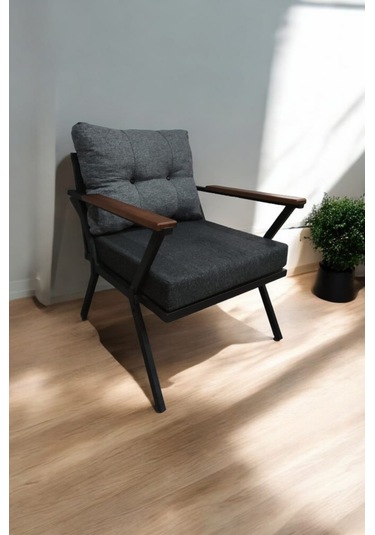 Pilocca Demonte Metal Tekli Bahçe Mobilyası, Antrasit-gri, 60x60 Antrasit  - Gri