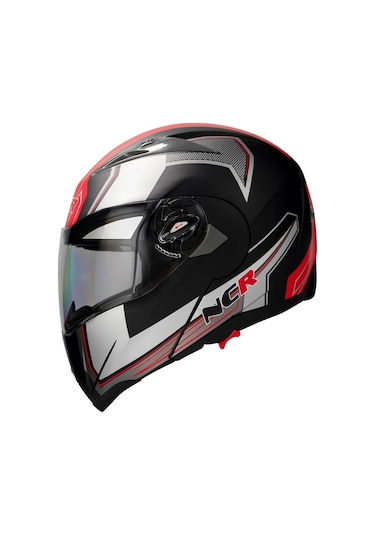 Ncr Çene Açılır Kırmızı Motosiklet Kaskı Vizörlü Ece Belgeli Kırmızı