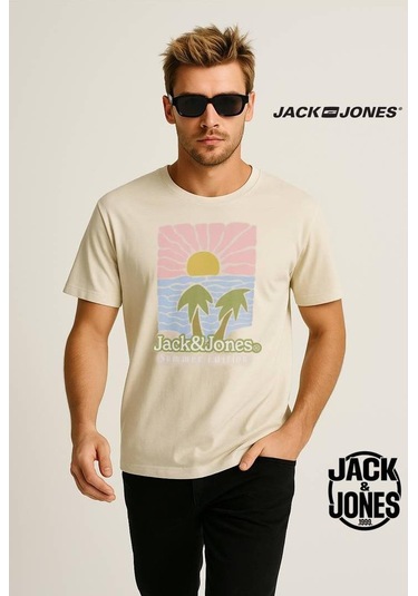 Jack & Jones Jordown Logolu Ekru/krem/bej Erkek Tişört 12286110 Bej