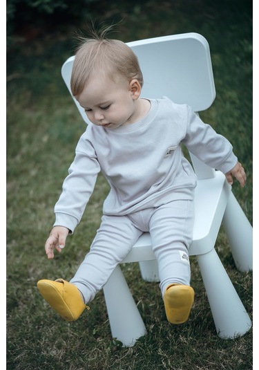 Atlas&yael %100 Organik Gots Belgeli Antialerjik Gri Bebek Takımı - Gri