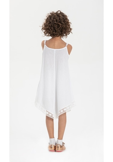 Çağla Şile Bezi Kız Çocuk Elbise Beyaz Byz