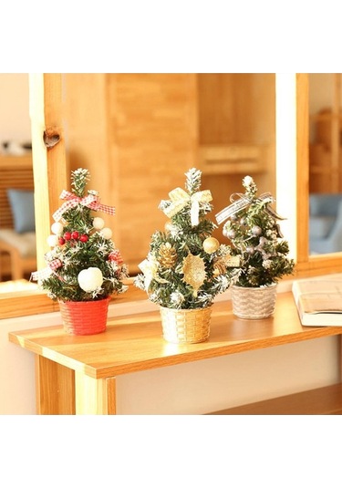 Pazly Yılbaşı Yapay Suntek Raf Mini Küçük Işıklı Bar Ağacı 20cmx10cm Yl