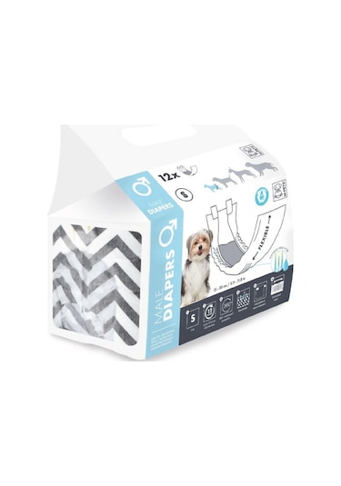 M-Pets Diapers Erkek Köpekler İçin Külot Small 12'li