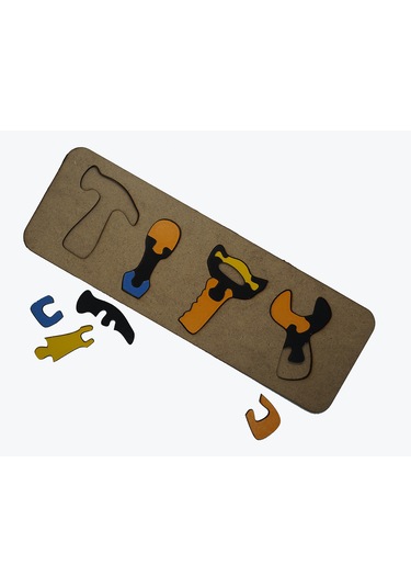 Çocuklar İçin Eğitici Ve Öğretici Ahşap Yapboz Puzzle Bul Tak Tamir Araçları Gereçleri Ham-renkli